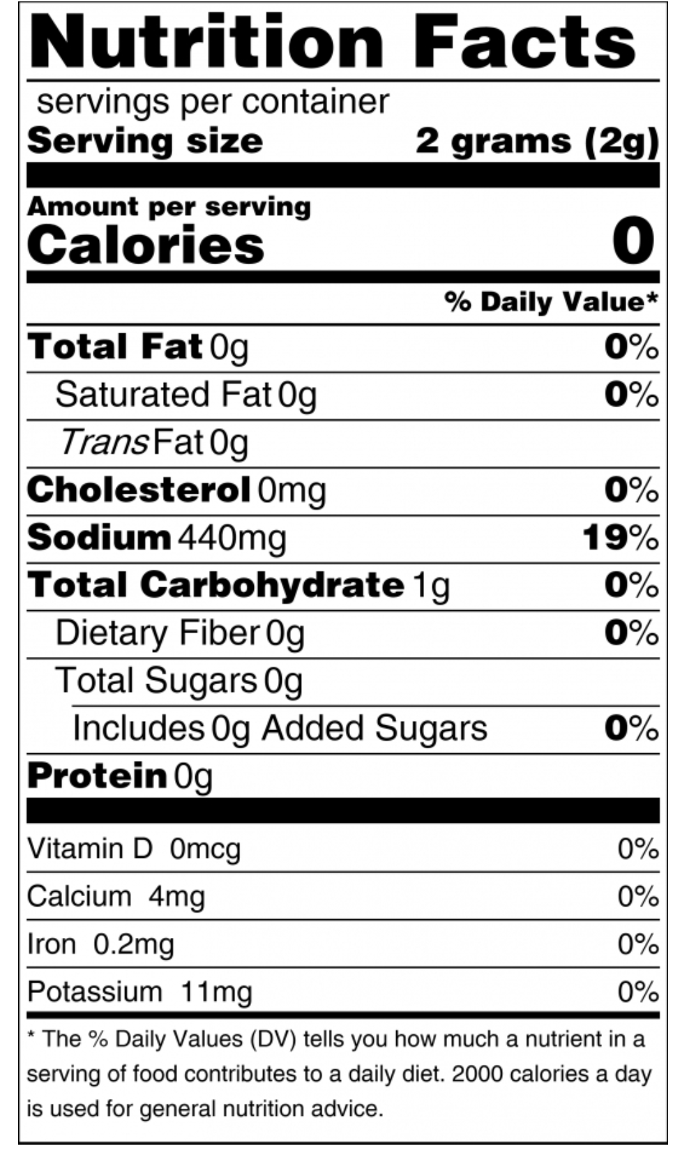 Nutrition facts