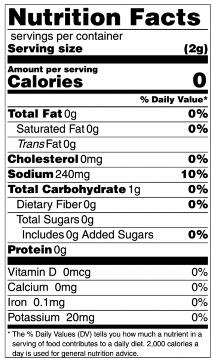 Nutrition facts