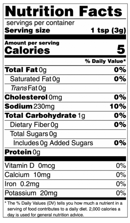 Nutrition facts