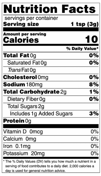 Nutrition facts