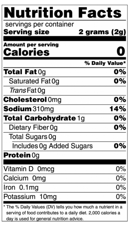 Nutrition facts