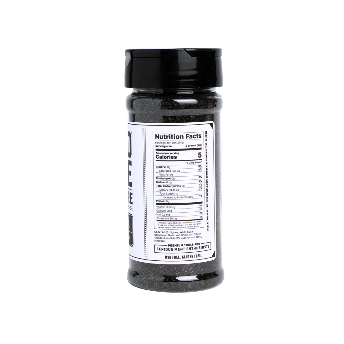 Hardcore Carnivore: Black NO SALT sodium-free shaker jar