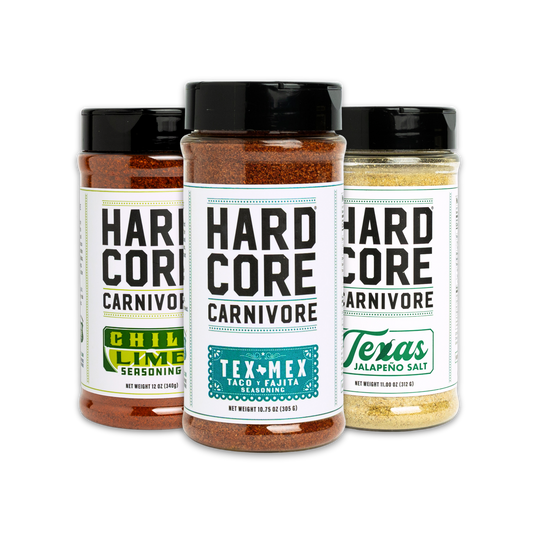 TRES AMIGOS PACK: Hardcore Carnivore Chili Lime, Tex Mex & Jalapeño Salt