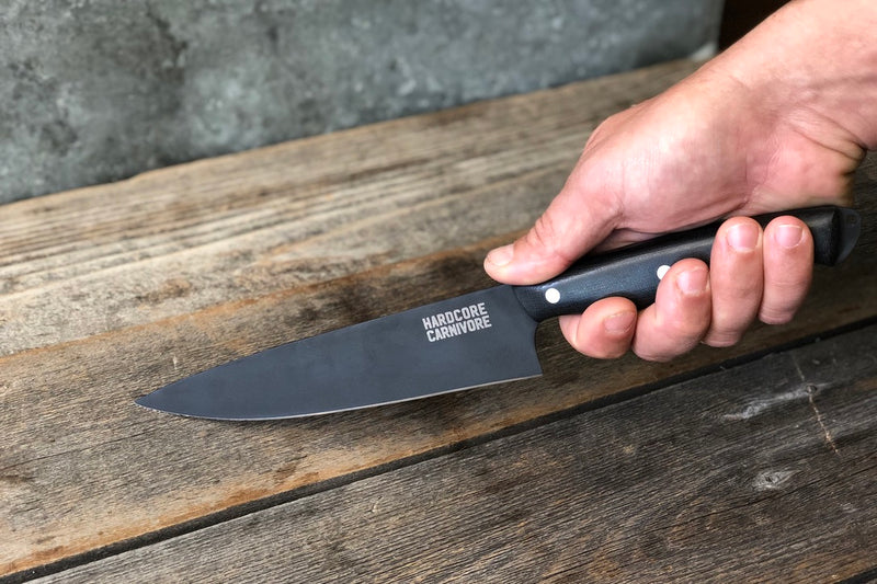 Black Carbon Steel 8" Chefs Knife