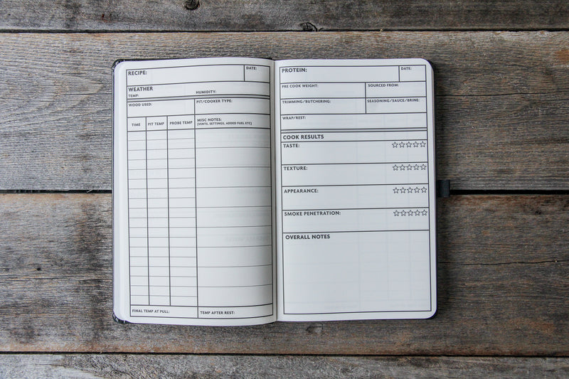 Pitmaster Log Book with blank recipe templates