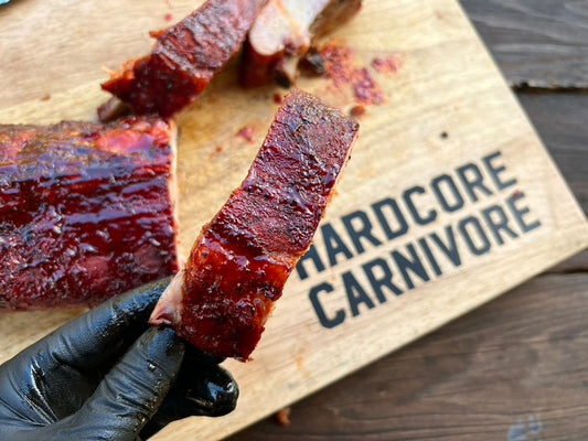 Glossy BBQ baby back ribs