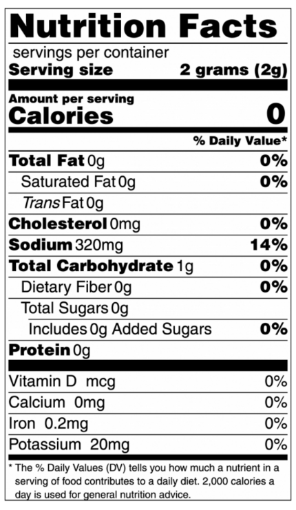 Nutrition facts
