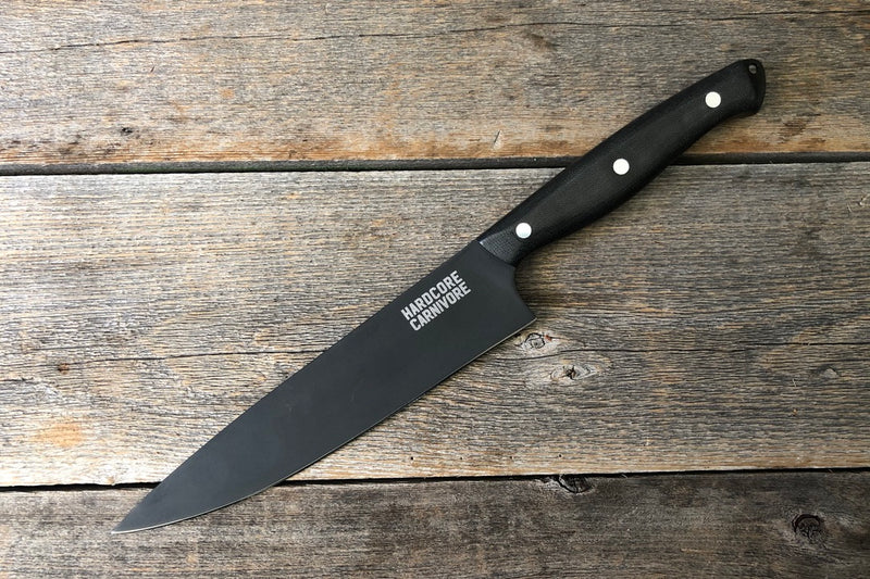 Black Carbon Steel 8" Chefs Knife