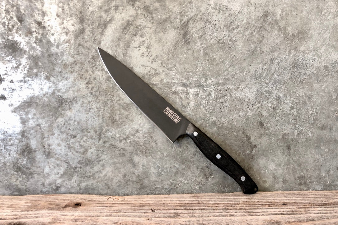 Black Carbon Steel 8" Chefs Knife