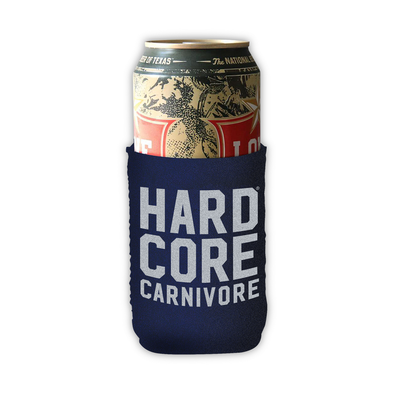 Hardcore Carnivore stacked logo beer can cooler