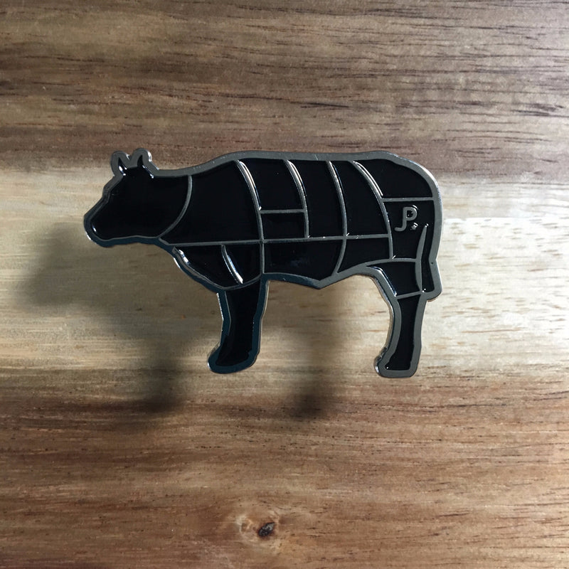 Steer beef cuts silhouette enamel pin