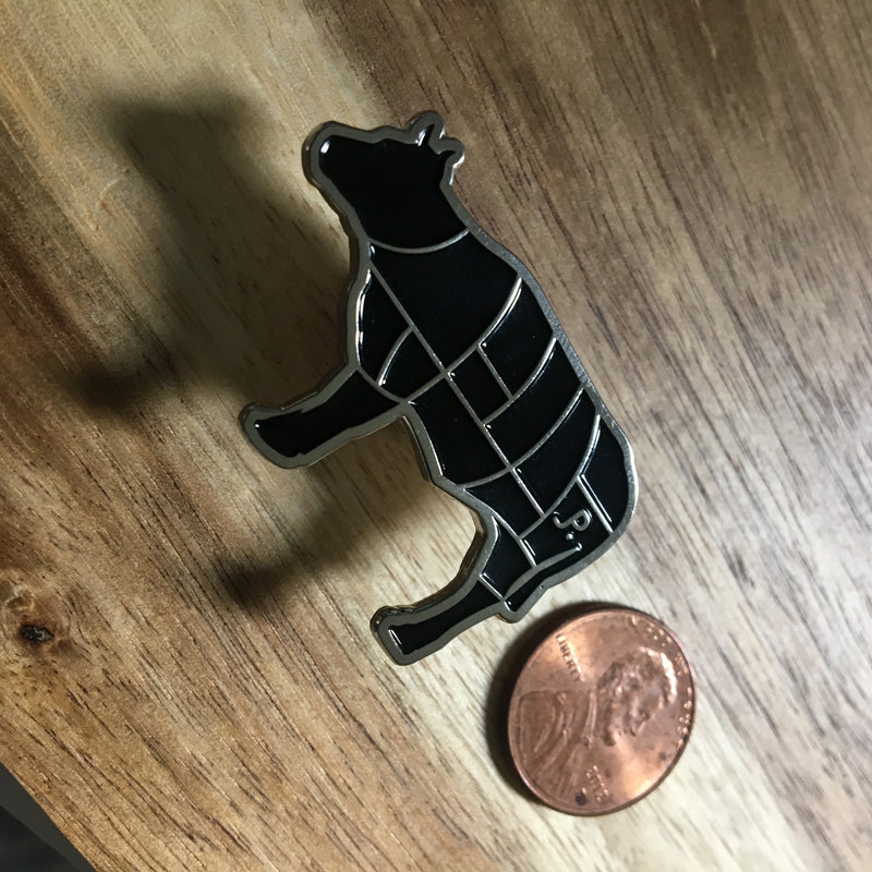Steer beef cuts silhouette enamel pin