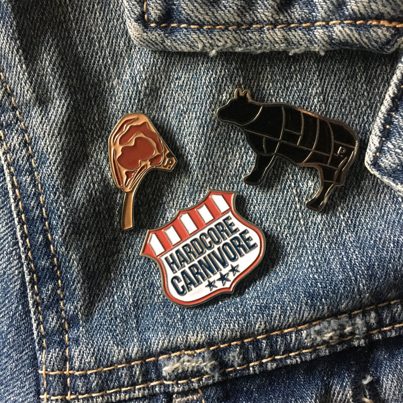 Steer beef cuts silhouette enamel pin