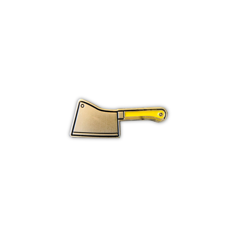 Butchers cleaver enamel pin