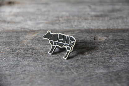 Steer Beef Cuts Silhouette Enamel Pin
