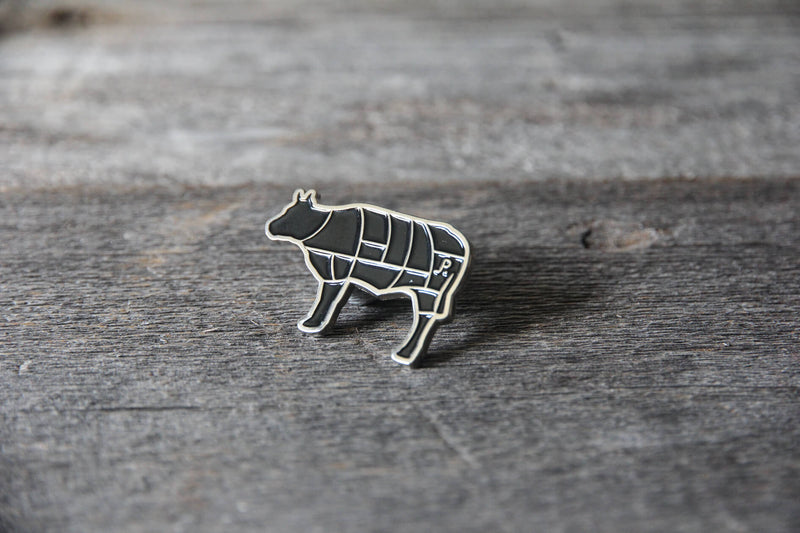 Steer beef cuts silhouette enamel pin