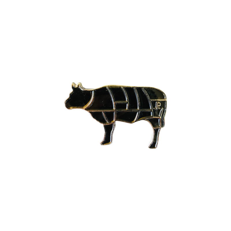 Steer beef cuts silhouette enamel pin